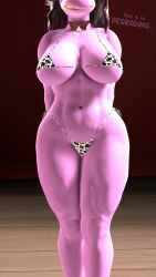 1girls 3d abs bell_collar big_breasts cow_print cow_print_bikini daemont92 deltarune female female_only huge_breasts muscular_anthro muscular_female sole_female solo_female susie_(deltarune) tagme thick_thighs wide_hips