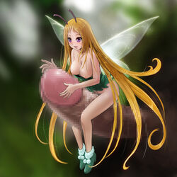 1boy 1girls antenna borurun breasts censored fairy female grinding long_hair nipples outercourse penis purple_eyes size_difference tagme wings