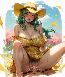 ahe_gao ai_generated bisca_connell creampie cum_in_pussy fairy_tail field hat large_breasts orgasm payop pov summer_dress vaginal_sex