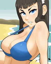 big_breasts big_breasts bikini bikini_top black_hair blue_eyes breasts focus_on_chest kill_la_kill kiryuuin_satsuki pichichi