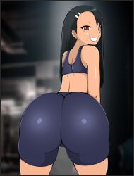 1girls 2d 2d_(artwork) ass ass_focus big_ass big_butt black_hair brown_eyes gym gym_clothes gym_shirt gym_shorts hayase_nagatoro huge_ass huge_butt long_hair looking_back please_don't_bully_me,_nagatoro smile solo solo_female tagme thick_ass thick_butt thick_thighs tight_clothes wide_hips zonen404