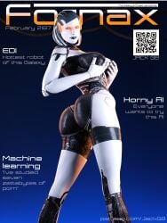 1girls 3d 3d_(artwork) android android_girl ass back big_ass big_breasts big_butt cybernetics daz3d edi female female_only fornax hands_on_breasts holding_breast jackgb lips magazine_cover mass_effect mass_effect_3 mechanical_body naked naked_female no_nipples no_sex orange-tinted_eyewear parody pose posing qr_code rear_view robot robot_eyes robot_girl robot_humanoid seductive short_hair smile solo solo_female tagme text thighs tinted_eyewear viewed_from_behind visor visor_(eyewear)