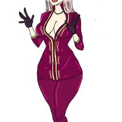 artist_request fair_skin female female_only gloves hina_(one_piece) one_piece pale_skin pink_hair standing suit