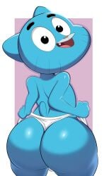 big_ass big_butt blue_fur blue_skin feline femboy feminine feminine_body feminine_male furry gay gumball_watterson jerseydevil self_wedgie solo solo_male tawog the_amazing_world_of_gumball wedgie wedgie_fetish yaoi young younger_male