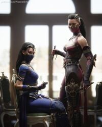 2girls 3d athletic athletic_female big_ass big_breasts black_hair breasts bust busty chest curvaceous curves curvy curvy_figure dark_hair edenian female female_focus fit fit_female hips hourglass_figure huge_ass huge_breasts kitana kitana_(new_era) kiteena kunoichi large_ass large_breasts legs light-skinned_female light_skin mature mature_female midway midway_games mileena mileena_(new_era) mortal_kombat mortal_kombat_1_(2023) netherrealm_studios ninja nyxenartz outworld princess sisters slim_waist thick thick_hips thick_legs thick_thighs thighs voluptuous waist wide_hips