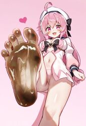 1girls ai_generated avi_(sbubby) beret blush breasts dirty_feet feet feet_up female from_below hair_ornament hair_ribbon imminent_stomp looking_at_viewer pink_hair pussy sbubby stomp stomping visiuun voluptuous voluptuous_female white_headwear