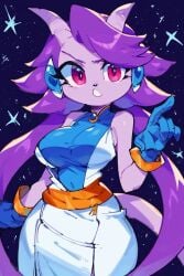 ai_generated anthro aquatic_dragon dragon female female_protagonist freedom_planet freedom_planet_2 looking_at_viewer sash_lilac video_games water_dragon xerberus0