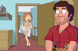 1boy 1girls 1milf accurate_art_style bedroom_eyes blackzacek cheating_wife cmnf completely_naked family_guy female handyman imminent_cheating jamie_(family_guy) lois_griffin male married_woman milf naked_female open_towel plumber presenting_body pubic_hair seducing seductive seductive_look towel towel_only