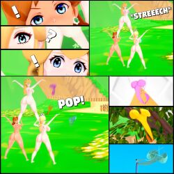 3d 3girls amanwithnoplan comic embarrassed_nude_female female human_pyramid mario_(series) multiple_girls nude pop_goes princess_daisy princess_peach princess_rosalina super_mario_bros. wardrobe_malfunction