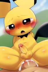 ai_generated anal anal_sex anthro ass big_ass big_butt bubble_ass bubble_butt gay gay_sex male male_penetrating male_penetrating_male on_back on_lap pichu pokemon pokemon_(species) sex