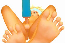 1boy 3d animated barefoot blonde_hair blue_eyes cum feet kingdom_hearts male male_only nude penis sex_toy solo sora tagme testicles toes