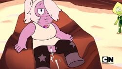 2019 after_sex amethyst_(steven_universe) boots cartoon_network cum cum_in_pussy digital_media_(artwork) gem_(species) green_skin leaking_cum leggings outdoors peridot_(steven_universe) purple_hair purple_skin pussy ripped_clothing ripped_leggings steven_universe unhombre vest yellow_hair