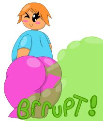 1boy art_trade black_eyes blond_male blonde_hair blue_shirt blush chubby chubby_male digital_media_(artwork) eyelashes fart fart_cloud fart_fetish farting_at_viewer femboy girly green_fart huge_ass huge_butt humanoid kaithedumbass02 onomatopoeia original original_character pink_pants self_upload shaded someone_else's_oc winking_at_viewer