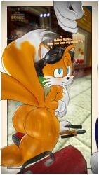 2boys 3d 3d_(artwork) alternate_ass_size alternate_body_type before_sex big_ass big_butt blue_eyes blush fat_ass fat_butt femboy fox furry gay googles highv0ltage naked_male on_floor seductive seductive_look seductive_smile sfm sonic_(series) sonic_the_hedgehog_(series) source_filmmaker steam steaming_body tail tails tails_the_fox text tools wet wet_body wet_skin wide_hips