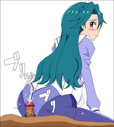 1boy ass blue_hair blush buttjob censored clothing cum female go!_princess_precure kaidou_minami panties panties_under_pantyhose pantyhose penis precure pretty_cure pubic_hair r.d rubbing skirt skirt_lift