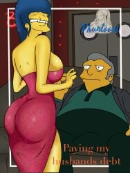 20th_century_fox 20th_century_studios breasts cheating comic dress fanart fat_tony marge_simpson parody phuntoons7 the_simpsons threesome waifu_diffusion wife yellow_body