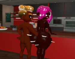 big_ass_(female) big_booty_(female) big_butt_(female) blushing_female bubble_ass_(female) bubble_booty bubble_butt_(female) digging_into_butt digging_up_in_they_ass ebony ebony_couple jelly kaibernation muscular_male oc original_characters splatoon splatoon_oc