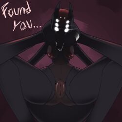 1:1 absurd_res anthro anus arachnid arthropod arthropod_abdomen breasts dominant dominant_female female first_person_view front_view genitals hi_res looking_at_viewer mandibles multi_arm multi_eye multi_limb nipples non-mammal_breasts non-mammal_nipples solo spider tinysmallman vulva white_eyes