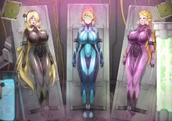 3girls absurd_res blonde_hair blue-tinted_eyewear blush brainwashing breath_of_the_wild cigar_cat commission cynthia_(pokemon) elf_ears empty_eyes erect_nipples erect_nipples_under_clothes female female_only hair_over_one_eye headphones huge_breasts hypnosis hypnotic_screen kaa_eyes large_breasts long_hair metroid mind_control monitor multiple_girls nintendo open_mouth operating_table oxygen_mask pokemon ponytail princess_zelda restrained samus_aran smile spiral_eyes tech_control the_legend_of_zelda tinted_eyewear very_long_hair visor visor_(eyewear) yellow-tinted_eyewear zelda_(breath_of_the_wild) zero_suit zero_suit_samus