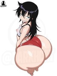 1girls 2026 2d alternate_ass_size alternate_body_type arms ass big_ass big_butt black_hair bottom_heavy breasts butt caked_up cheesecake colossal_ass darkhcat dolphin_shorts dumptruck_ass dumptruck_butt enormous_ass fat_ass flat_chest flat_chested from_above green_eyes gym_shorts gym_uniform huge_ass hyper hyper_ass kuroki_tomoko legs looking_back messy_hair nipples nipples_visible_through_clothing shiny_skin shorts shortstack slutty_female small_breasts smile smirk solo standing tight_clothing tight_shorts topwear watashi_ga_motenai_no_wa_dou_kangaetemo_omaera_ga_warui! watermark white_background