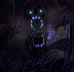 1boy ????_teeth creepy glowing_eyes imminent_rape katkalis look_outside looking_at_viewer male male_only monster monster_rape non-human non-human_only ribbed_penis shade_(look_outside) shadow_creature teratophilia tongue_out