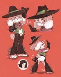 1boy 1girls 2026 ass bubble cowboy deltarune deltarune_chapter_3 desperation doodles edtropolis hi_res male_focus ralsei semi_nude surprised_expression susie_(deltarune)