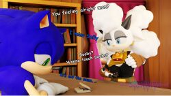 1boy 1girls 3d 3d_(artwork) anthro anthro_female anthro_male anthro_only bell bell_collar blue_eyes blue_fur boobs?_wanna_touch_boobs? caprine clothed_female clothing collar dialogue duo english_dialogue english_text eulipotyphlan female fur furry furry_female furry_male gloves green_eyes hedgehog idw_publishing lanolin_the_sheep male male/female mammal sega sheep sheep_girl sheep_horns sonic_(series) sonic_the_hedgehog sonic_the_hedgehog_(comics) sonic_the_hedgehog_(idw) sonic_the_hedgehog_(series) ssawnds text white_fur white_gloves white_hair wool_(fur)