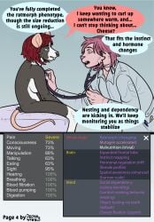 absurd_res anthro arm_hair ass beard belly_hair body_hair bottomwear breast_growth breasts butt_hair chest_hair claw_growth claws clothed clothing coat comic comparing dialogue dizzy dock_(anatomy) doctor duo electronics english_text eyewear facial_hair facial_piercing female forced forced_transformation fur fur_growth furry game_console gameplay_mechanics gender_transformation genitals glasses grease group growth gui gynomorph hair hairy hairy_legs hairy_vulva health_bar hi_res human human_to_anthro humanoid_genitalia injection intersex kiri-anko lab_coat laboratory laboratory_equipment lagomorph leporid male mammal medical medical_gloves medical_instrument mid_transformation mind_break mtf_transformation murid murine mutagen nipples nose_piercing nude pain pants penis piercing pubes rabbit rat rat_tail rimworld rodent scientific_experiment scientific_instrument sequence size_difference size_transformation species_transformation speech_bubble surgical_suture tail text topwear transformation transformation_sequence underwear