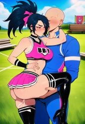 ai_generated akali asking_for_it cheerleader cheerleader_uniform female imminent_sex kissing league_of_legends leaking licking slut slutty