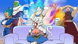 1girls 6+boys dragon_ball evil_cibor genderswap krillin kuririn master_roshi meme muten_roushi piccolo rule_63 son_gohan son_goku super_saiyan super_saiyan_3 super_saiyan_blue tablos tenshinhan vegeta