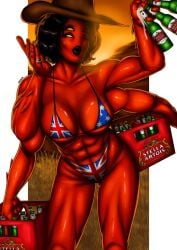 1girls 4_arms abs australia australian australian_flag australian_flag_bikini beer ben_10 big_breasts bikini black_hair black_lipstick blowing_kiss blurred_background bottles boxes bubble_butt cartoon_network engagement_ring female flag_bikini gingiensfw glowing_eyes happy hat korrax large_ass looking_at_viewer married married_woman massive_breasts milf muscular muscular_female no_nose original_character outback razanul red_skin shiny_hair shiny_skin short_hair smile smiling smiling_at_viewer solo_female spikes sunset tetramand thick_thighs tomboy wedding_ring winking_at_viewer yellow_eyes