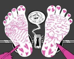 barefoot bondage bound crying english_text feet feet_fetish feet_focus feet_towards_viewer laugh laughing mati0la no_dialogue nude_female oc original original_character pen restrained restrained_legs stocks text tickle_fetish tickle_torture tickling tickling_feet writing_on_body writing_on_feet writing_on_skin