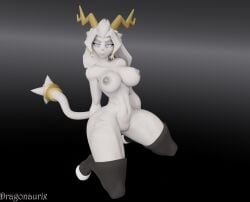3d_(artwork) anthro black_background breasts digital_media_(artwork) dragon696 dragonaurix female genitals hand_behind_back hi_res horn hybrid navel nipple_piercing nipples nude piercing pose pseudoregalia simple_background sitting solo sybil_(pseudoregalia) tail thick_thighs