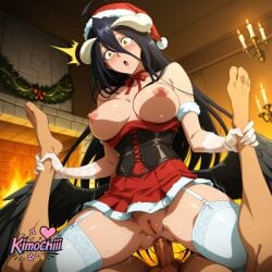 1boy ahoge ai_generated albedo_(overlord) anal artist_name black_hair black_wings blush breasts breasts_out candle christmas christmas_tree cowgirl_position demon_girl demon_horns dress feathered_wings female fireplace fur_trim garter_straps gloves hair_between_eyes hat horns indoors kimochiii large_breasts long_hair low_wings nipples no_panties open_mouth overlord_(maruyama) patreon_username penis pussy red_dress red_headwear santa_costume santa_dress santa_hat sex slit_pupils solo_focus straddling straight testicles thighhighs uncensored very_long_hair waifu white_gloves white_thighhighs wings yellow_eyes