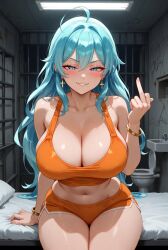 ai_assisted ai_generated huge_ass huge_breasts lucy_lioness lucy_y_gaby prisioner skyblue_hair t_survivor true_survivor_95745