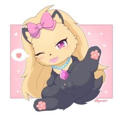 1:1 absurd_res accessory anthro anus black_body black_fur blush bow_ribbon canid canine canis condom condom_in_mouth domestic_dog female female_anthro fur genitals hair hair_accessory hair_ribbon hairbow heart_symbol hi_res hunting_dog jewelpet long_hair mammal mouth_hold object_in_mouth one_eye_closed pawpads pink_eyes presenting presenting_vulva ribbons sanrio sega_fave semi-anthro sexual_barrier_device signature solo tan_body tan_fur terrier topaz_(jewelpet) unused_condom vulva wink wrapped_condom yorkshire_terrier zyuuniie