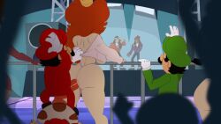 anal_sex animated big_ass big_penis dic_entertainment exhibitionism g-string la_nostra luigi mario mario_(series) outdoors princess_peach princess_toadstool princess_toadstool_(dic_cartoons) princess_toadstool_(milli_vanilli_outfit) red_hair revealing_clothes smaller_male super_mario_bros. tagme_(artist) the_super_mario_bros._super_show! toad_(mario) vintage