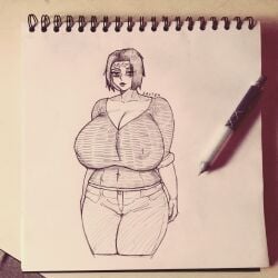 2d fanart female itadori_kaori jeans jujutsu_kaisen kenjaku milf scar thicc tight_clothing traditional_media_(artwork) zaxton