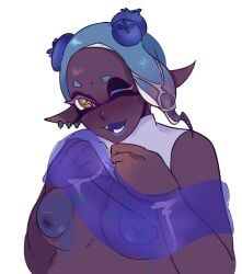 big_areola big_breasts blue_hair frye_(splatoon) frye_onaga mole splatoon splatoon_3 squarekingcup tagme