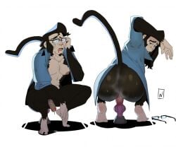 anal anal_fluids anal_juice_on_dildo anal_masturbation anal_sex animal_dildo animal_sex_toy anthro anus areola ass atelid balls bodily_fluids bottomless bottomless_anthro bottomless_male canine_dildo clothed clothing digital_media_(artwork) dildo dildo_in_ass dildo_insertion dildo_sitting eyewear feet fingers foreskin genital_fluids genitals glasses hair half-erect haplorhine humanoid_genitalia humanoid_penis knot knotted_dildo leaking_precum looking_back male mammal masturbation monkey nevets new_world_monkey nipples object_in_ass open_clothing open_mouth open_topwear partially_retracted_foreskin pecs penetration penis precum precum_string primate sex_toy sex_toy_in_ass sex_toy_insertion simple_background solo spider_monkey sweat sweatdrop tail tiptoes toes topwear toying_self wearing_glasses