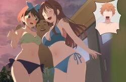 arujii beach bikini commission cuckold digital_drawing_(artwork) dramatic_lighting embarrassed embarrassed_nude_female hd kanojo_okarishimasu kinoshita_kazuya mizuhara_chizuru netorare perspective pixiv pov sarashina_ruka sunset ugly_bastard ugly_man