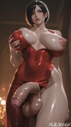 1futa 1futanari ada_wong ai_generated artist_name black_hair blurry_background breast_lift breasts breasts_apart brown_eyes capcom closed_mouth clothing covered_nipples deep_skin dress erection fingernails from_below futa_only futanari genitals grabbing_own_breast huge_cock intersex intersex_only large_breasts large_penis large_testicles lips looking_at_viewer looking_down no_bra no_panties patreon_username penis precum pubic_hair red_dress red_lips resident_evil sex_toy shiny_clothes shiny_skin short_dress short_hair solo sweat testicles thighs tight_dress veins veiny_penis voluptuous wet xlily666x