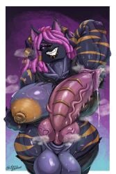 animal_genitalia animal_penis anthro anubian_jackal areola armpit_hair balls bedroom_eyes biceps big_areola big_balls big_breasts big_nipples big_penis bodily_fluids body_hair bottomwear bottomwear_down breasts canid canine canine_genitalia canine_penis canis clothed clothing digital_media_(artwork) ear_piercing facial_piercing fur g4rron genital_fluids genitals gynomorph hair hair_over_eye hand_behind_head hi_res huge_breasts huge_cock intersex jackal leaking_precum lip_piercing lip_ring looking_at_viewer mammal muscular muscular_anthro muscular_gynomorph muscular_intersex narrowed_eyes nipple_outline nipple_piercing nipple_ring nipples nose_piercing nose_ring one_eye_obstructed pants pants_down partially_clothed penis piercing precum precum_string pubes ring_piercing seductive septum_piercing septum_ring sheath shirt simple_background smile solo sweat sweatdrop sweaty_body sweaty_breasts tank_top teeth thick_thighs topwear torn_clothing torn_tank_top torn_topwear vaginal_fluids vein veiny_penis wide_hips