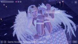 1female 1girls 3d 3d_(artwork) 3d_animation 3d_model altar angel angel_girl angel_wings bangs bangs_over_eyes bangs_over_one_eye blender blender_(software) blinking bottomless bouncing_breasts bridal_lingerie bridal_veil bride browser_game cathedral church church_background church_interior dialog dialogue dialogue_box dialogue_bubble dildo dressed elf elf_ears elf_female elf_girl ethereal eye_contact fairy fairy_wings fallen_angel feet feet_focus feet_together feet_up female game game_controller game_ui gameplay_mechanics gamer_girl glowing glowing_eyes goth high_resolution humanoid_penis interactive jiggle jiggle_physics lace laying_down laying_on_back looking_at_viewer looking_pleasured loop looping_animation oc original_character patreon penis purple_eyes story tagme tease teasing teasing_viewer toy video virtualgirl virtualgirl.io white_bra white_hair white_panties white_wings