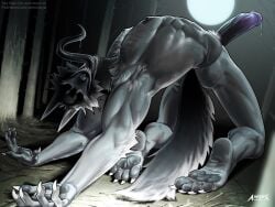 2025 4:3 4_toes 5_fingers amon-sydonai anthro arched_back artist_name biped black_nipples black_penis black_tongue bodily_fluids bone canid canine claws dialogue digital_media_(artwork) dripping english_text erection eyeless feet finger_claws fingerpads fingers flexible foot_focus fur genital_fluids genitals gradient_penis grey_body grey_fur humanoid_genitalia humanoid_penis light lighting long_tongue looking_at_viewer male mammal multicolored_penis muscular muscular_anthro muscular_male nipples nude_anthro nude_male pawpads penis plantigrade precum precum_drip pubes purple_penis scary shaded signature skull skull_head smile smiling_at_viewer solo talking_to_viewer text toe_claws toes tongue tongue_out two_tone_penis vein veiny_penis void_(amon-sydonai) white_pubes