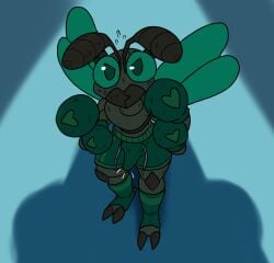 4_arms 4_hands 60percentscalie ant antennae_(anatomy) anthony_(zuzu) anthro arthropod bodily_fluids boxing boxing_gloves bulge clothing erection erection_under_clothing green_eyes green_sclera handwear hymenopteran insects male mandibles multi_arm multi_hand multi_limb scared solo sport sweat tenting wings