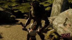 3d_(artwork) animal_genitalia anthro arm_grab black_body black_fur canid canine canis cd_projekt_red ciri clothed clothing digital_media_(artwork) duo fellatio female feral forest fur genitals hair hi_res human interspecies male mammal mythological_canine mythological_creature mythology open_mouth oral penile plant sex the_witcher the_witcher_(series) the_witcher_3:_wild_hunt tongue tongue_out tree watermark werecanid werecanine werecreature werewolf white_hair z-k9