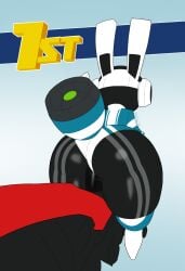 anal anal_penetration animal_ears animal_humanoid anthro big_butt biker biker_girl black_body blue_clothing blue_leotard bodily_fluids bunny_ear_hat butt butt_focus clothing dildo dildo_in_ass dildo_insertion dildo_sitting electronics extreme_perspective female footwear genital_fluids glistening glistening_butt gradient_background headgear headphones headset headwear hi_res huge_butt huge_hips humanoid hype_ass hyper lagomorph leotard leporid machine mammal masturbation motor_vehicle motorcycle mvoicia object_in_ass penetration perspective perspective_shot project_turboblast rabbit rear_view riding_dildo riding_motorcycle robot robot_anthro scut_tail sex_toy sex_toy_in_ass sex_toy_insertion shaded shoes short_tail simple_background simple_shading solo tail tempo_(project_turboblast) thick_thighs vehicle white_clothing white_ears white_footwear white_headwear white_shoes wide_hips