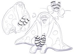 2_penises 2d 2d_(artwork) :3 big_man_(splatoon) big_penis blush blushing_at_viewer grey_skin light_gray_skin male_only manta_ray sketch tongue_out