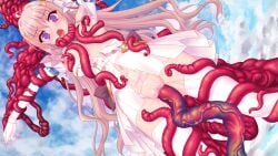 blue_sky blush breasts censored cloud day dress female forced_orgasm game_cg genseishinki_sacred_virth gloves grabbing_another's_breast groping hair_ornament imminent_rape large_variant_set long_hair magical_girl mosaic_censoring navel nipple_stimulation nipple_tweak nipples non-web_source official_art open_mouth orgasm outstretched_arms purple_eyes pussy pussy_juice rape restrained sacred_claire saliva sky solo tears tentacle tentacle_pit tentacle_sex tentacles_under_clothes thighhighs tierna_aeride_throne torn_clothes torn_dress vaginal_penetration variant_set white_dress white_gloves white_thighhighs yuugure_pairo